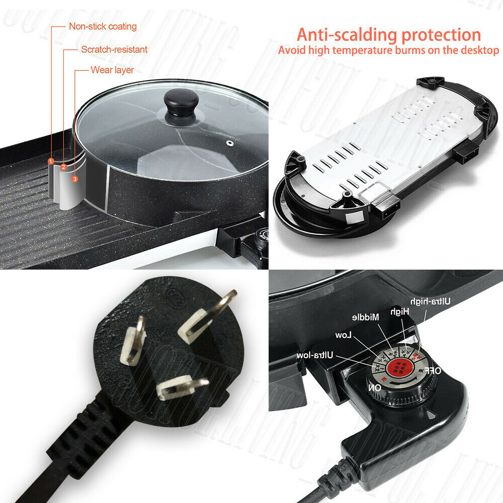 Electric 2 in 1 Hotpot & BBQ Grill Pan