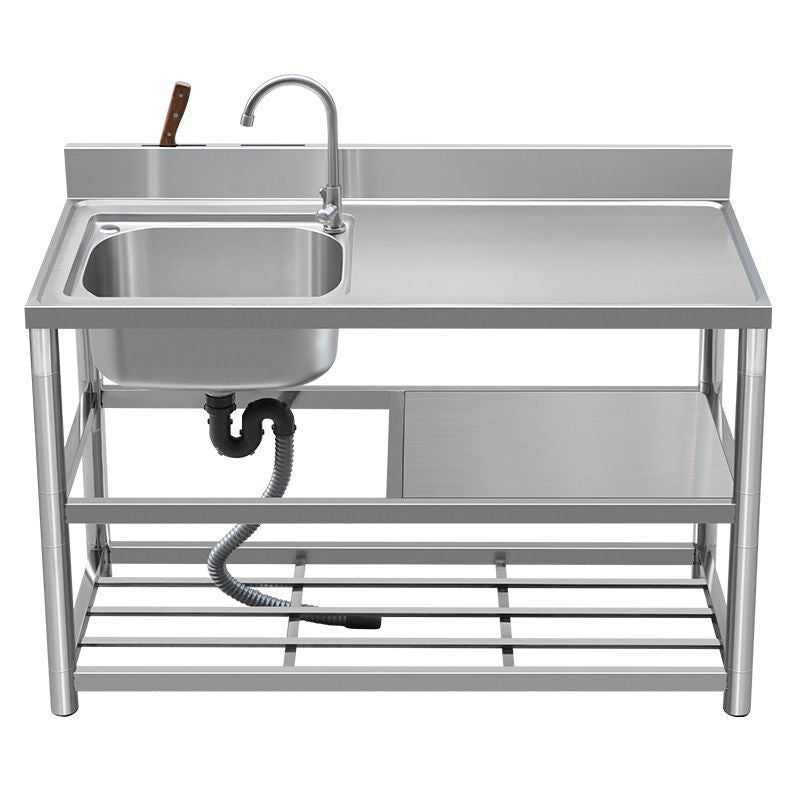 Freestanding Stainless Steel Bench and Sink - 120 x 50 x 80 cm