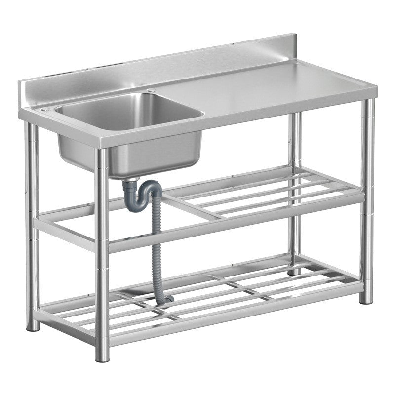Freestanding Stainless Steel Bench and Sink - 120 x 50 x 80 cm